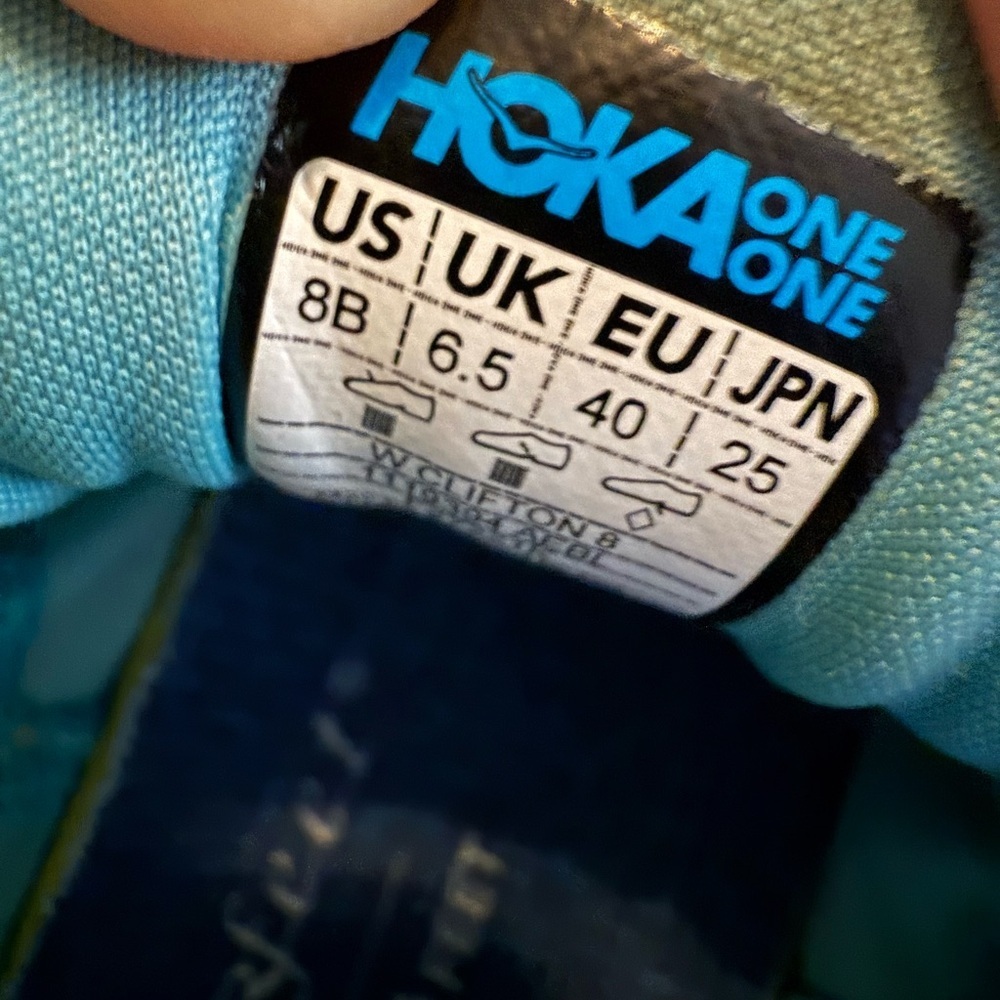 Hoka women size 8 Clifton 8 Teal and Coral Running Shoes - Picture 8 of 9